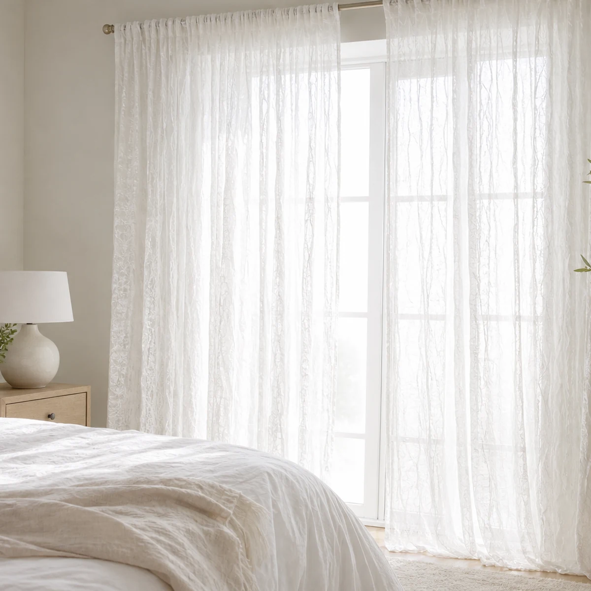 Abri Grommet Crushed Sheer Curtain Panel (Single)